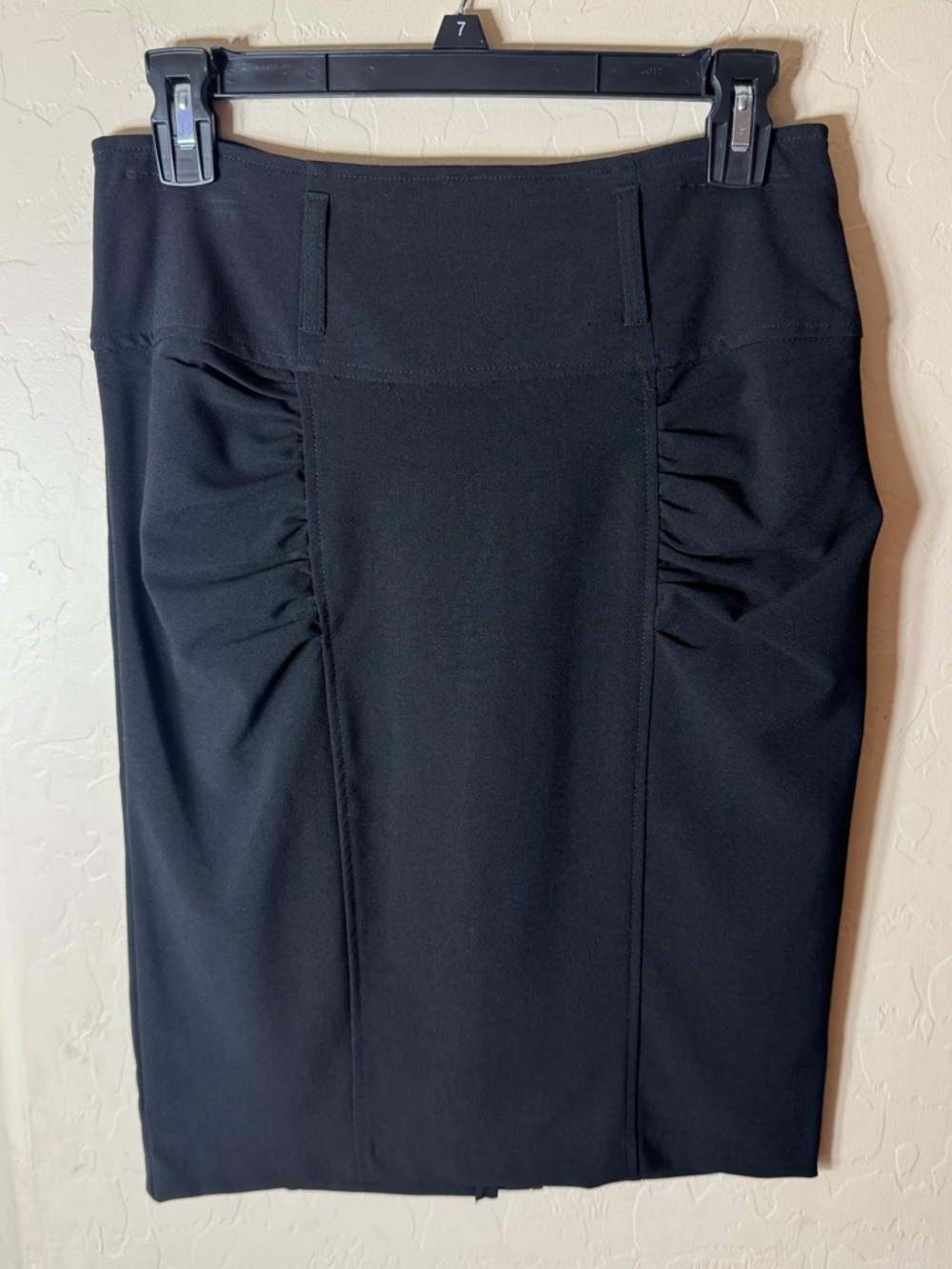 My Michele Black Ruched Pencil Skirt Stretch Career Office Midi Skirt NWT
